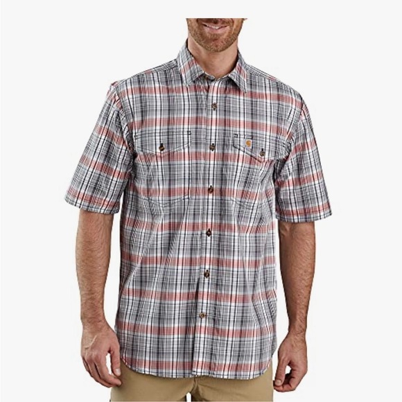 Carhartt Red and Gray Casual Button Down Shirt - Picture 1 of 6